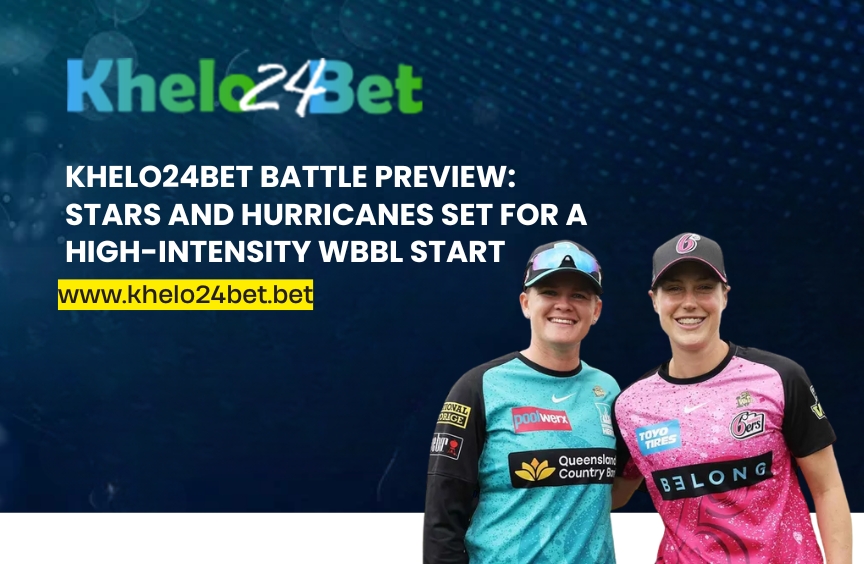 WBBL match preview image showing Stars vs Hurricanes players preparing for a high-intensity cricket showdown with team focus and match insights.